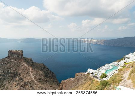 Image Of Imerovigli And The Skaros Rock.