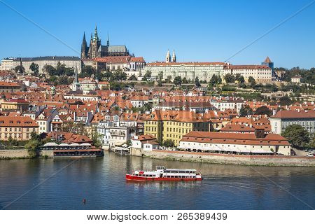 Panorama Of Old Town Of Prague With The  Prague Castle, Czech Republic.