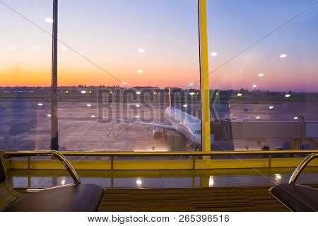 Boryspil, Ukraine - April 28, 2018: The Departures Hall In International Airport Boryspil Or Kbp. Ar