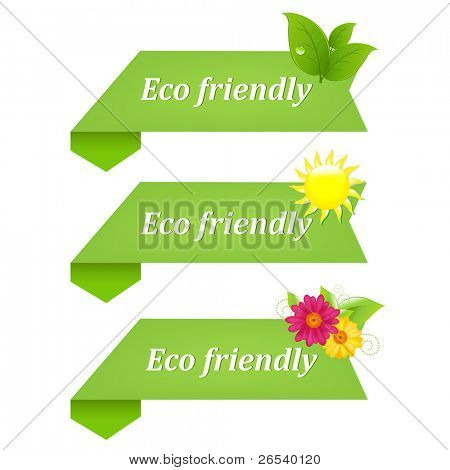Eco vriendelijke linten, geïsoleerd op een witte achtergrond, Vector Illustratie