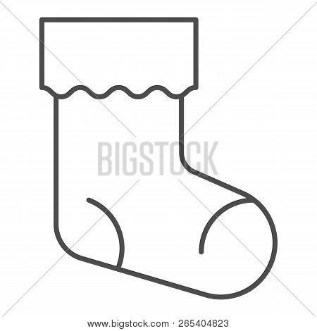 Christmas Stocking Thin Line Icon. Xmas Sock Vector Illustration Isolated On White. Stuffer Sock Out