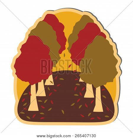 Autumn Alley Isolated On White Background. Vector Illustration.
