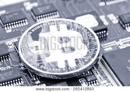 Motherboard Of A Computer The Coin Of Bitcoin