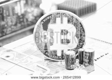 Motherboard Of A Computer The Coin Of Bitcoin