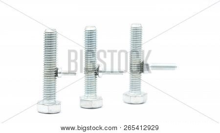 Three Set Of Screw In The White Space Like Abstract Concept Of Male Erction And Enlarge