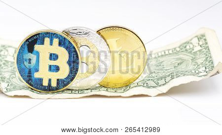 Crumpled Dollar Money And Different Bitcoin