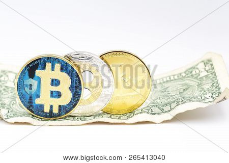 Crumpled Dollar Money And Different Bitcoin