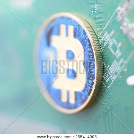 Motherboard Of A Computer The Coin Of Bitcoin