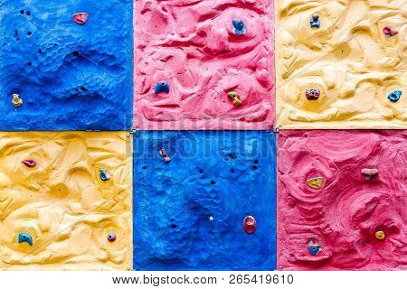 Rock Climbing. It Uses For Someone Who Wants Practice Climbing, Exercise. Rock Climbing Wall Has Bea