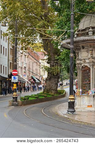 Istanbul, Turkey - September 25 - 2018. Tramway Turn In Gulhane Station