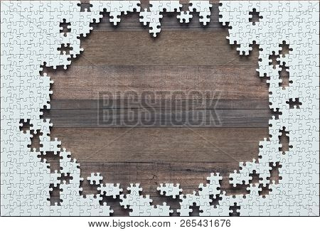 Blank Jigsaw Puzzle Missing Half To Finish. Concept Of Work Not Completed. 3d Illustration.