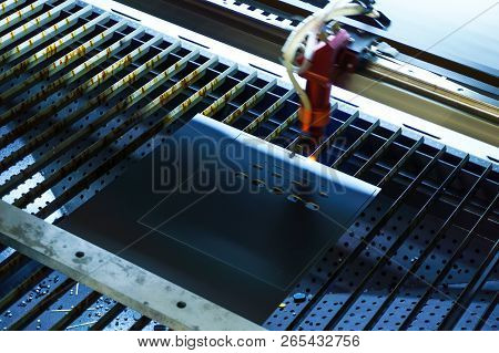 Stage Of Production Of Printed Circuit Boards - Laser Cutting In Automatic Mode, Emitter Is Blurred 