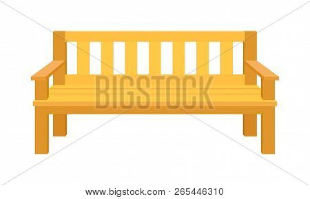 Garden Or Park Bench With Back And Armrests. Vector Illustration. Furniture For Home Or Street.