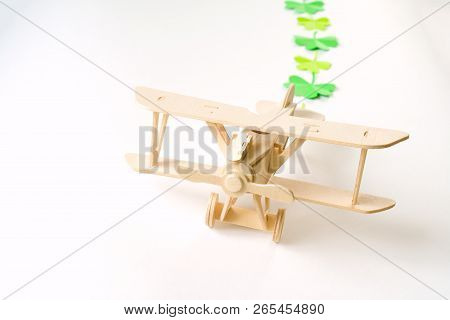 St. Patricks Day, Plane Luck Shamrock On White Background