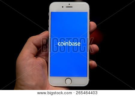 Tula, Russia - August 28, 2018: Coinbase - Buy Bitcoin And More, Secure Wallet Mobile App On The Dis