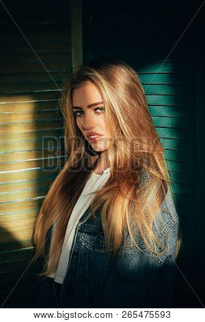 Fashion Blogger. High Fashion Light For Face Model. Fashion Portrait