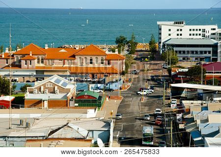 Geraldton, Australia - August 21, 2018: Residential & Commercial Buildings On Forrest Street