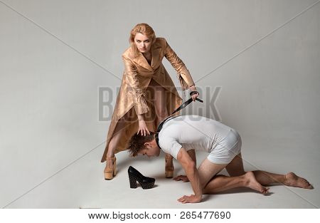 Sexual Harassment And Man Abuse. Sexually Active Couples. Dominating In The Foreplay Sexual Role Pla