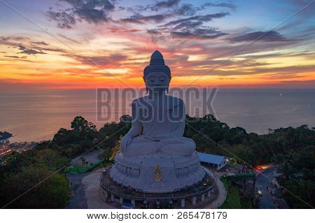 Aerial View Sunset At Phuket Big Buddha Is One Of The Island Most Important And Revered 
Landmarks O