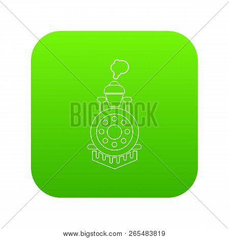 Locomotive Icon Green Isolated On White Background