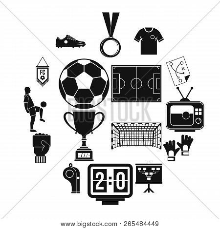 Soccer Football Icons Set. Simple Illustration Of 16 Soccer Football Icons For Web