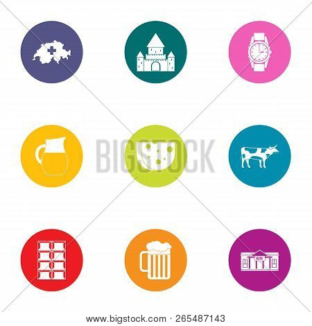 Eurotrip Icons Set. Flat Set Of 9 Eurotrip Icons For Web Isolated On White Background