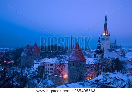 March Overcast Evening In The Old Town. Tallinn, Estonia