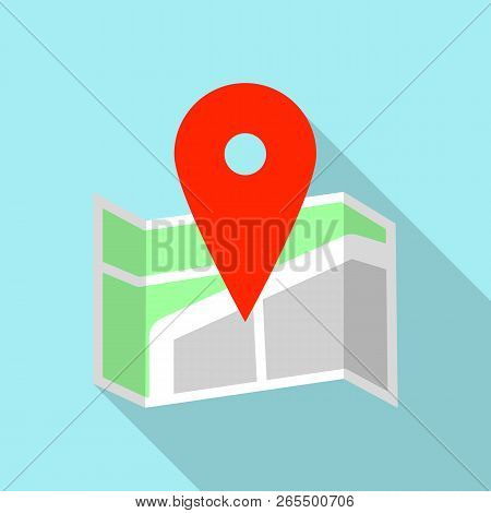 Big Red Pin Map Icon. Flat Illustration Of Big Red Pin Map Icon For Web Design