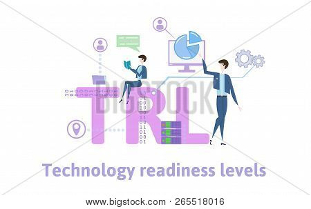 Trl, Technology Readiness Levels. Concept Table With Keywords, Letters And Icons. Colored Flat Vecto