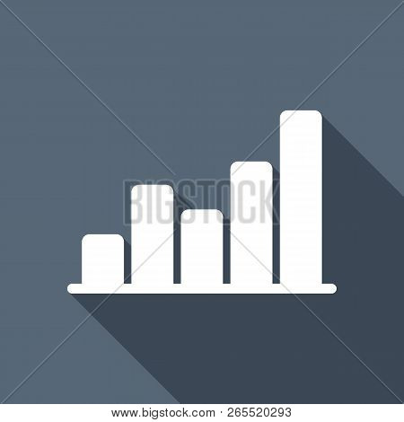 Finance Grapgic, Grow. White Flat Icon With Long Shadow On Background