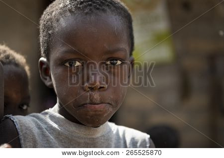 Orango Island, Guinea-bissau - February 3, 2018:  Portrait Of A Boy At The Village Of Eticoga In The