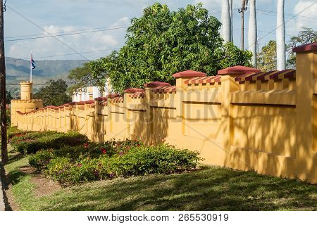 Wall Of The Former La Moncada Baracks, Important Place Of Cuban History, Santiago De Cuba