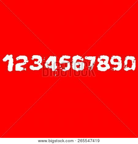 Drunge Numbers Set. Stamp Ink Digits. Vector Illustration.
