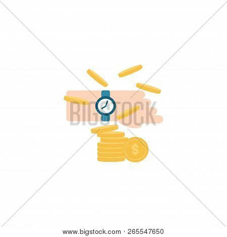 Time To Money, Business And Finance Concept. Payment Day, Clock And Money Bills Vector Illustration.