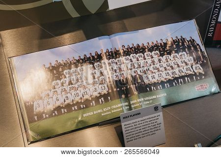 New York, Usa - May 28, 2018: Nfl Memorabilia On Display In Nfl Experience In Times Square, New York