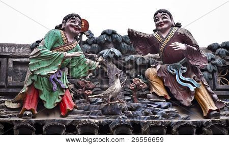Figurina sculture buddiste Jade Buddha Temple Jufo Si Shanghai Cina