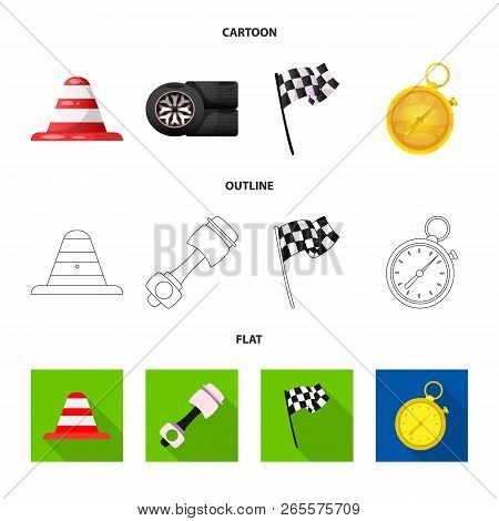 Vector Design Of Car And Rally Symbol. Collection Of Car And Race Stock Vector Illustration.
