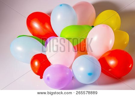 Close Up View Of Colorfool Balloons Isolated. Beautiful Party / Holiday/ Celebration / Birthday Back