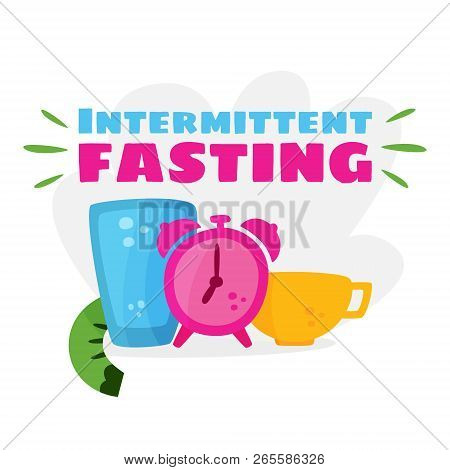 Intermittent Fasting. The Concept Of Losing Weight. Slimming And Its Benefits. Vector Cartoon.