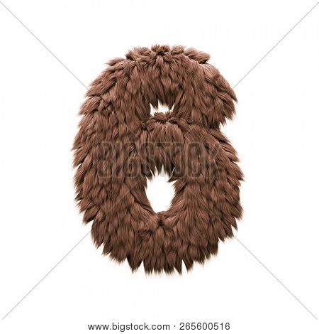Monster number 6.  3d halloween digit isolated on white background. Perfect alphabet for projects related to Horror, yeti, sasquatch...
