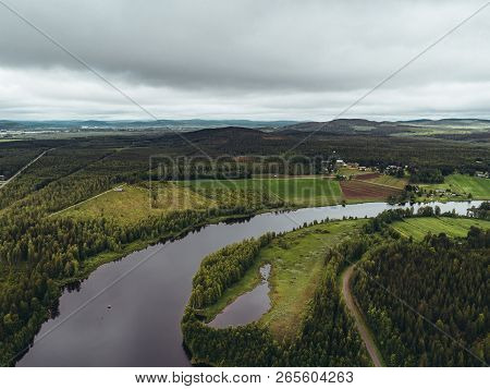 Views At Aavasaksa In Northern Finland, Forest, Fields And Mountains On A Cloudy Day