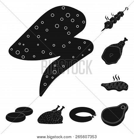 Isolated Object Of Meat And Ham Icon. Collection Of Meat And Cooking Vector Icon For Stock.