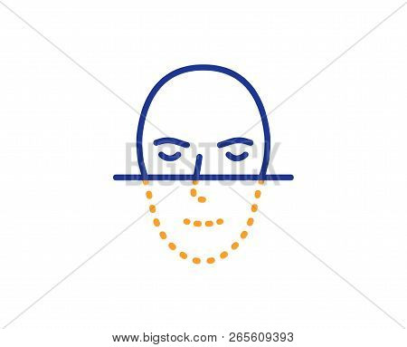 Face Recognition Line Icon. Faces Biometrics Sign. Head Scanning Symbol. Colorful Outline Concept. B