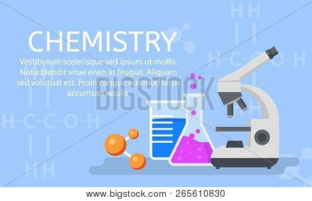 Chemistry Lab Concept Background. Flat Illustration Of Chemistry Lab Vector Concept Background For W