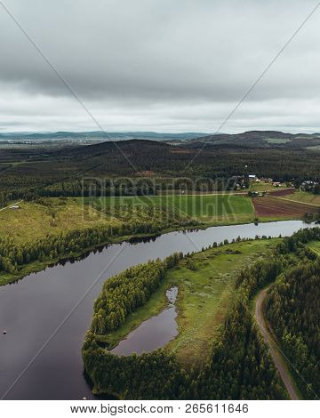 Aavasaksa Mountain In Northern Finland On A Moody Day Seen From Air