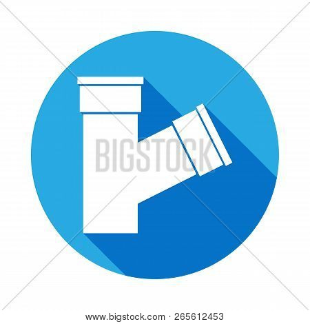 Sewage Pipe Icon With Long Shadow. Bathroom And Sauna Element Icon With Long Shadow. Signs, Outline 