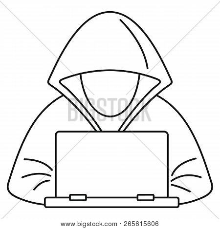 Hacker Laptop Icon. Outline Illustration Of Hacker Laptop Vector Icon For Web Design Isolated On Whi