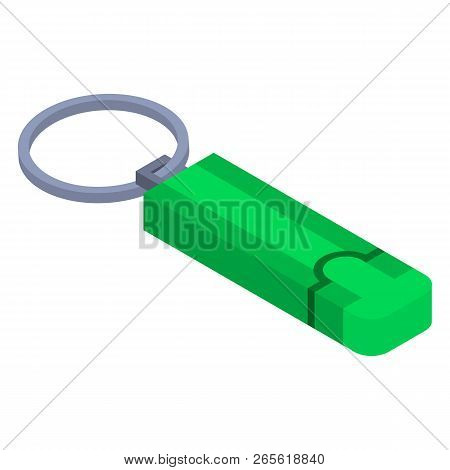 Green Usb Flash Icon. Isometric Of Green Usb Flash Vector Icon For Web Design Isolated On White Back