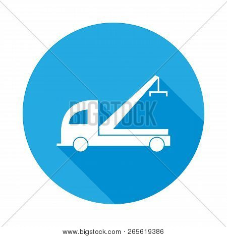 Car Tow Service Flat Icon With Long Shadow. Element Of Car Repair Services Illustration. Premium Qua