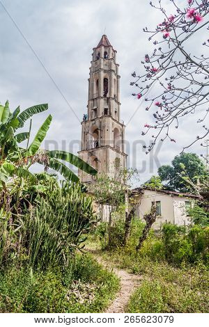 Manaca Iznaga Tower In Valle De Los Ingenios Valley Near Trinidad, Cuba. Tower Was Used To Watch The